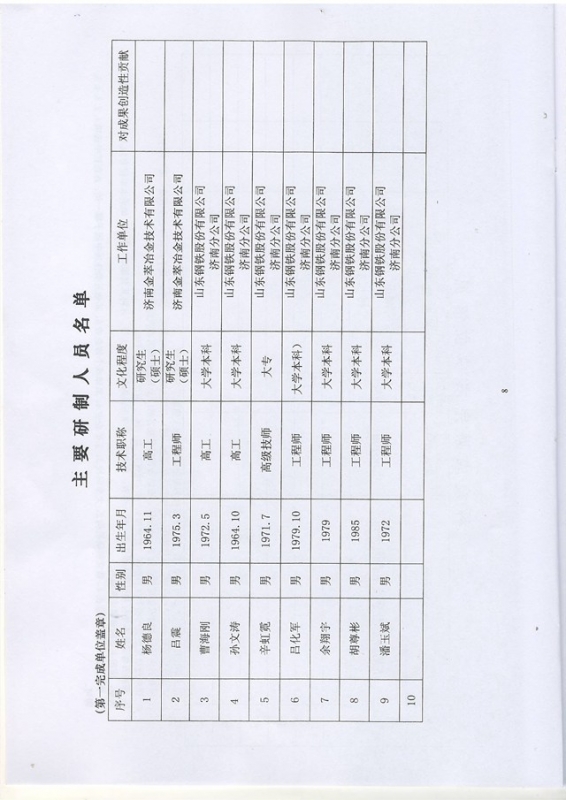 冷却壁鉴定证书